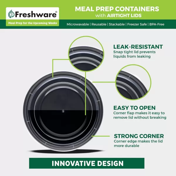 imageFreshware Meal Prep Containers 10 Pack Bento Box Food Storage Containers Plastic Bowls with Lids for Soup and Salad BPA Free Stackable Lunch Boxes MicrowaveDishwasherFreezer Safe 42 oz28OZ30PK