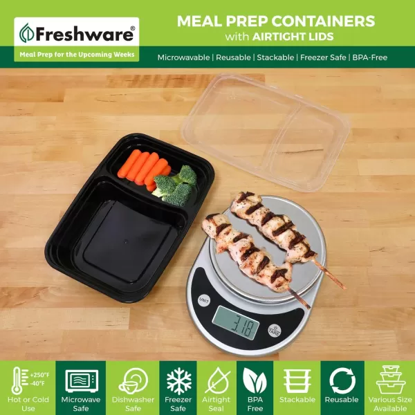 imageFreshware Meal Prep Containers 50 Pack 1 Compartment with Lids Food Storage Containers Bento Box BPA Free Stackable MicrowaveDishwasherFreezer Safe 28 oz28OZ15PK