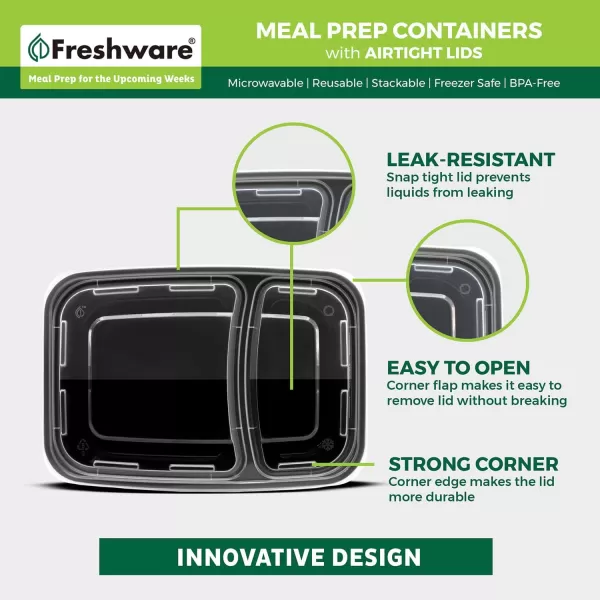 imageFreshware Meal Prep Containers 50 Pack 1 Compartment with Lids Food Storage Containers Bento Box BPA Free Stackable MicrowaveDishwasherFreezer Safe 28 oz28OZ15PK