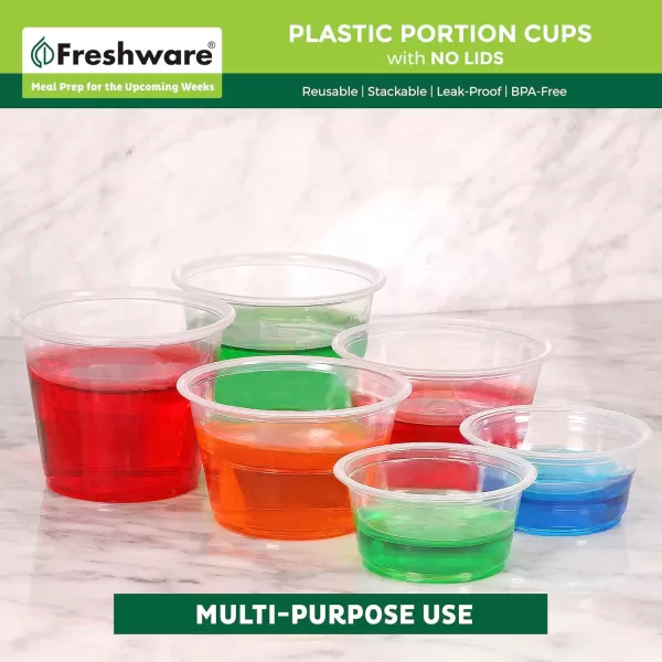 imageFreshware Plastic Portion Cups No Lids 2 Ounce 250 Count Disposable Plastic Cups for Meal Prep Salad Dressing Jellos Shot Cups Souffle Cups Condiment and Dipping Sauce Cups55 oz  250 cups