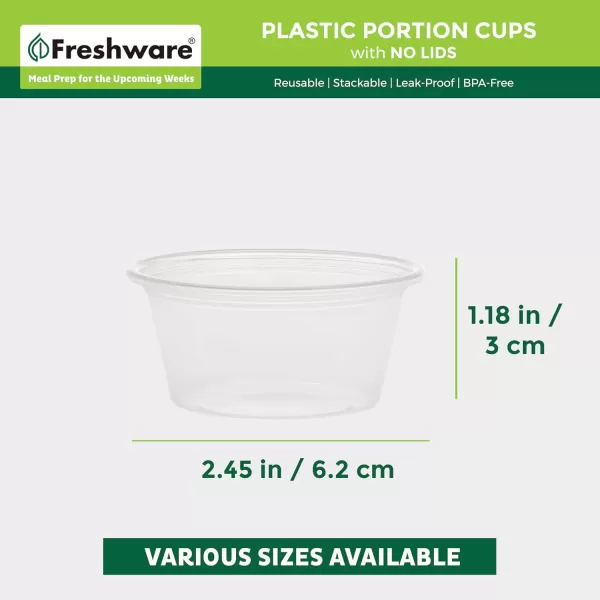 imageFreshware Plastic Portion Cups No Lids 2 Ounce 250 Count Disposable Plastic Cups for Meal Prep Salad Dressing Jellos Shot Cups Souffle Cups Condiment and Dipping Sauce Cups2 oz  250 cups