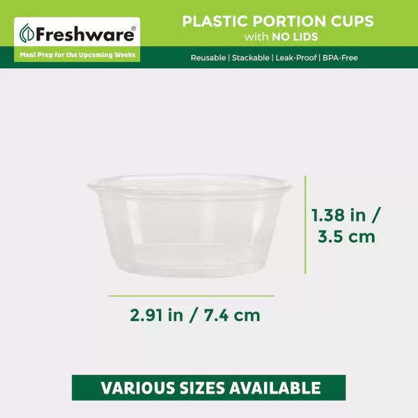 imageFreshware Plastic Portion Cups No Lids 2 Ounce 250 Count Disposable Plastic Cups for Meal Prep Salad Dressing Jellos Shot Cups Souffle Cups Condiment and Dipping Sauce Cups325 oz  250 cups