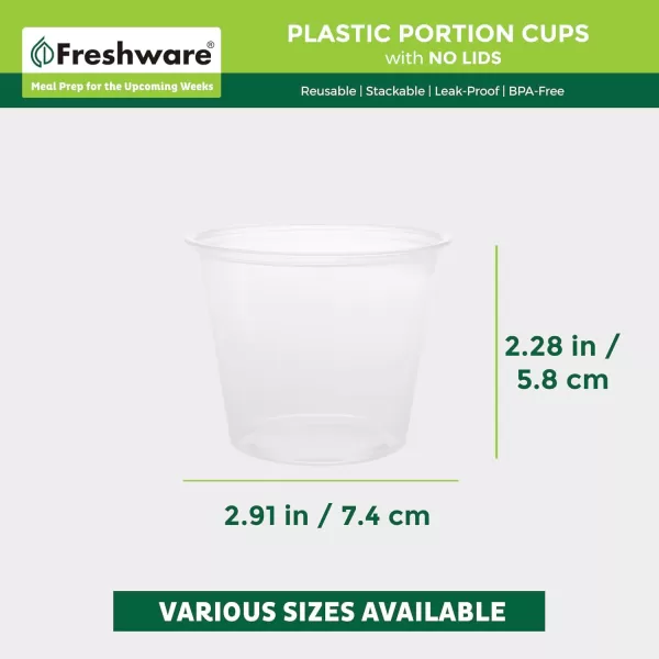 imageFreshware Plastic Portion Cups No Lids 2 Ounce 250 Count Disposable Plastic Cups for Meal Prep Salad Dressing Jellos Shot Cups Souffle Cups Condiment and Dipping Sauce Cups55 oz  250 cups