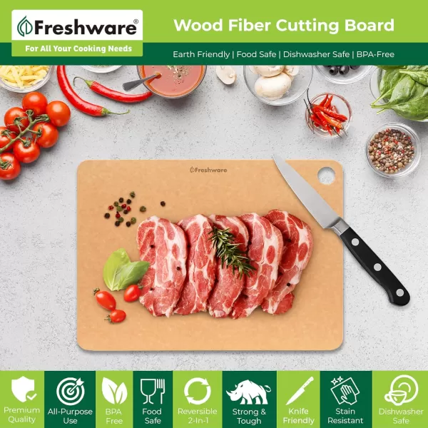 imageFreshware Wood Cutting Board for Kitchen Dishwasher Safe X Large 18quot x 13quot Natural Slate15 x 1125