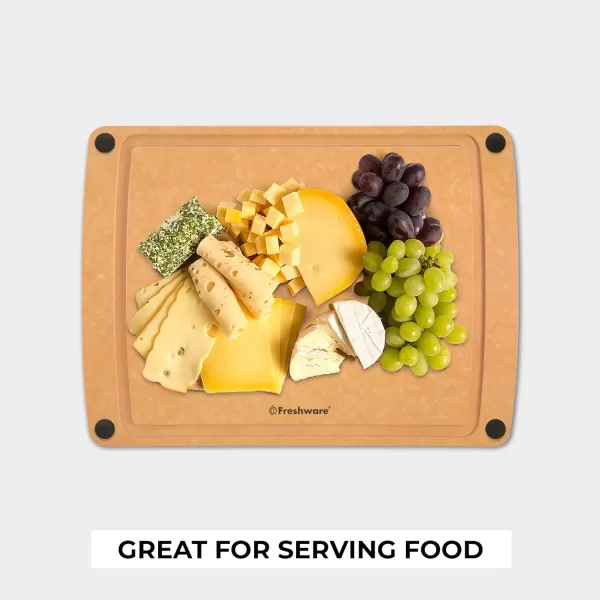 imageFreshware Wood Cutting Board for Kitchen Dishwasher Safe X Large 18quot x 13quot Natural Slate18 x 13 Groove