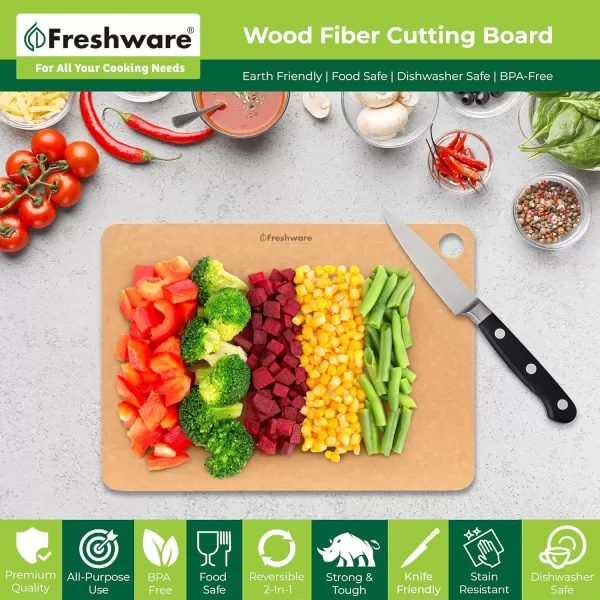 imageFreshware Wood Cutting Board for Kitchen Dishwasher Safe X Large 18quot x 13quot Natural SlateSet of 2