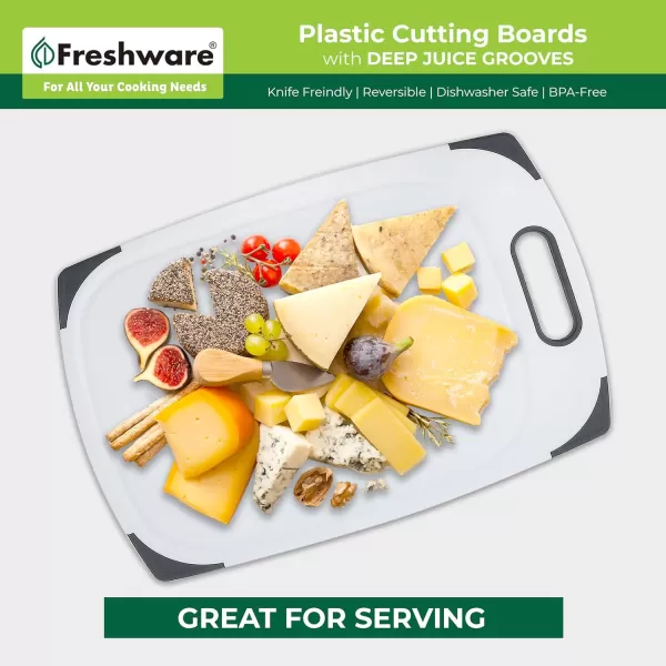 imagePlastic Cutting Boards for Kitchen Cutting Board Set of 3 Juice Grooves with Easy Grip Handle BPAFree NonPorous Dishwasher Safe Black MarblePlastic  Set of 3  White