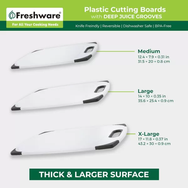 imagePlastic Cutting Boards for Kitchen Cutting Board Set of 3 Juice Grooves with Easy Grip Handle BPAFree NonPorous Dishwasher Safe Black MarblePlastic  Set of 3  White