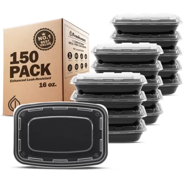 imageFreshware Bento Box Meal Prep Container 32 1Compartment 150Pack 32 ounce1COMP16OZ