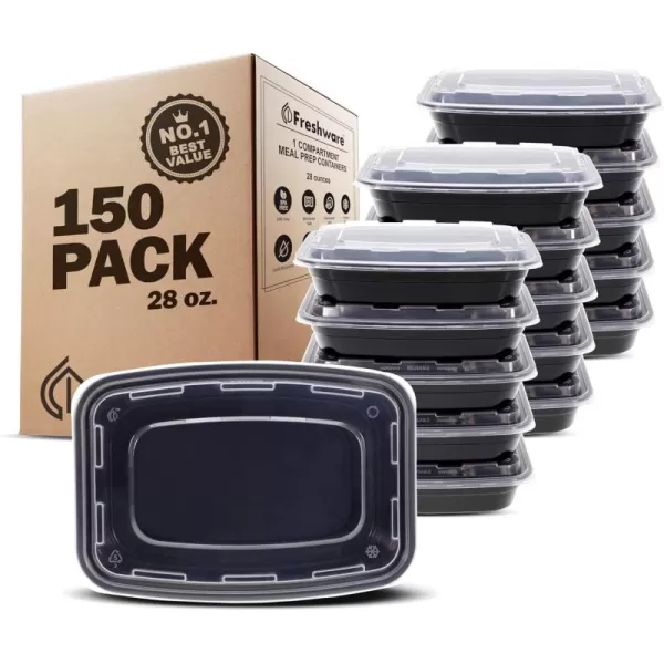 imageFreshware Bento Box Meal Prep Container 32 1Compartment 150Pack 32 ounce1COMP28OZ