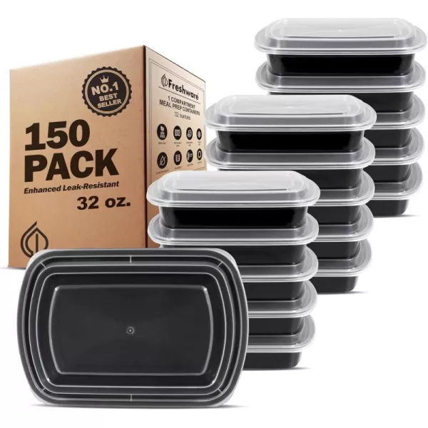 imageFreshware Bento Box Meal Prep Container 32 1Compartment 150Pack 32 ounce1COMP32OZ