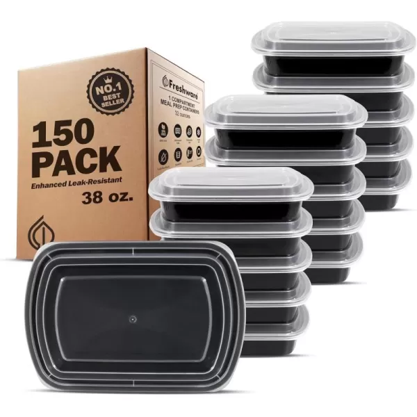 imageFreshware Bento Box Meal Prep Container 32 1Compartment 150Pack 32 ounce3COMP38OZ