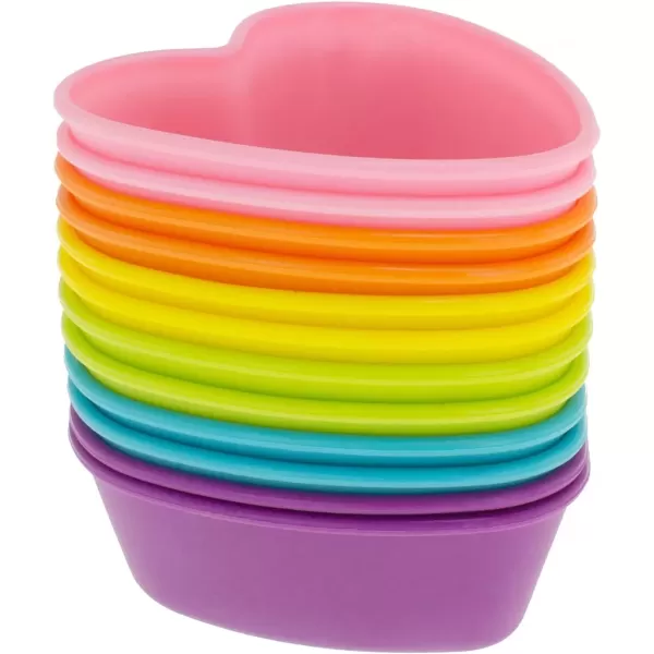 imageFreshware 12Pack Silicone 6Star Reusable Cupcake and Muffin Baking Cup Six Vibrant ColorsHeart 12Pack