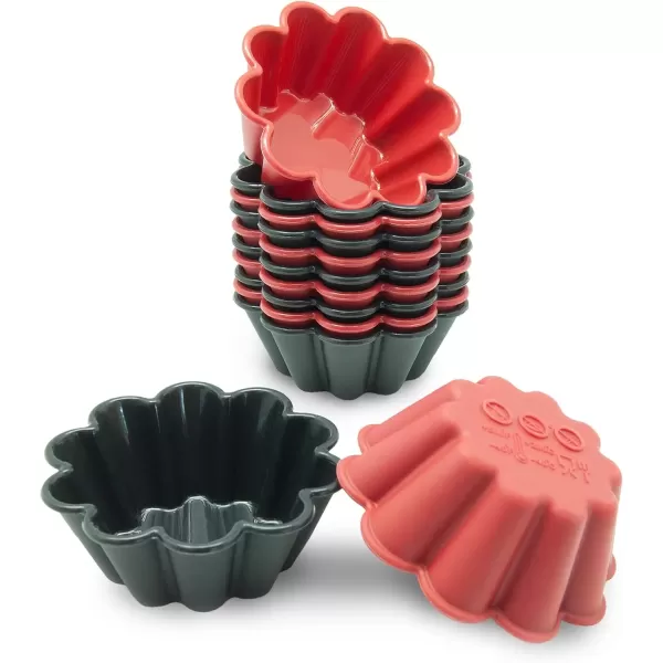 imageFreshware 12Pack Silicone 6Star Reusable Cupcake and Muffin Baking Cup Six Vibrant ColorsRed  Black Flower 12Pack New