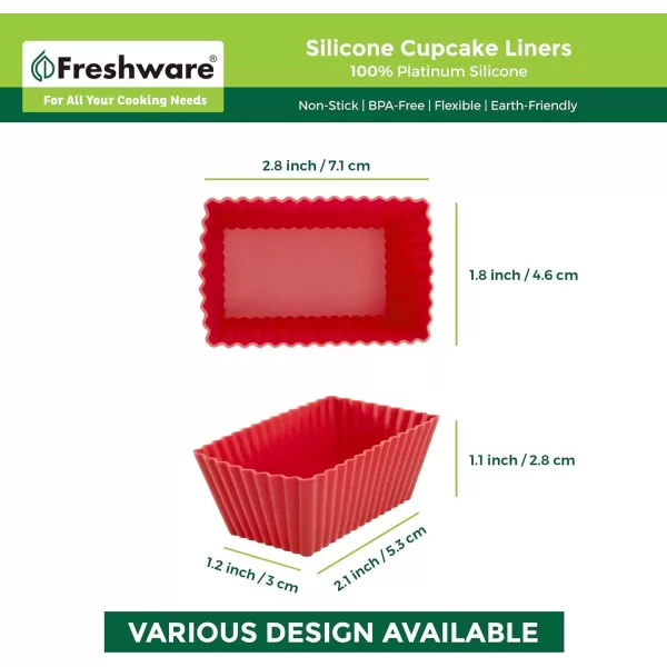 imageFreshware 12Pack Silicone 6Star Reusable Cupcake and Muffin Baking Cup Six Vibrant ColorsRed  Black Rectangle 12Pack