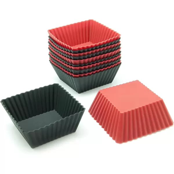 imageFreshware 12Pack Silicone 6Star Reusable Cupcake and Muffin Baking Cup Six Vibrant ColorsRed  Black Square 12Pack