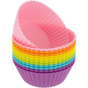 imageFreshware 12Pack Silicone Mini Round Reusable Cupcake and Muffin Baking Cup Six Vibrant Colors