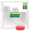 image:imageFreshware Plastic Portion Cups with Lids 2 Ounce 400 Set Disposable Plastic Cups for Meal Prep Salad Dressing Jellos Shot Cup Condiment and Dipping Sauce Cup2 oz  100 set