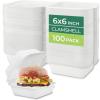 image:imageFreshware Clamshell Food Containers with Lids 6x6 100Pack Disposable To Go Containers Biodegradable Sugarcane To Go Boxes  Paper Container  Microwave amp Freezer Safe Stackable6 x 6 Inch