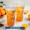 image:imageFreshware Clear Plastic Cups with Flat Lids and Straws 100 Cups  24 oz Disposable Tumblers for Iced Coffee Smoothie Milkshake Cold Drinks24 oz 100PK