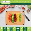 image:imageFreshware Wood Cutting Boards for Kitchen Dishwasher Safe Medium 12 x 9 and Large 15 x 1125 Set of 2 Black12 x 9 Groove Natural