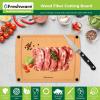 image:imageFreshware Wood Cutting Boards for Kitchen Dishwasher Safe Medium 12 x 9 and Large 15 x 1125 Set of 2 Black15 x 1125 Groove Natural Slate