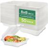 image:imageFreshware Clamshell Food Containers with Lids 6x6 100Pack Disposable To Go Containers Biodegradable Sugarcane To Go Boxes  Paper Container  Microwave amp Freezer Safe Stackable8 x 8 Inch