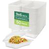 image:imageFreshware Clamshell Food Containers with Lids 6x6 100Pack Disposable To Go Containers Biodegradable Sugarcane To Go Boxes  Paper Container  Microwave amp Freezer Safe Stackable9 x 6 Inch