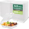 image:imageFreshware Clamshell Food Containers with Lids 8x8 3Compartment 100Pack Disposable To Go Containers Biodegradable Sugarcane To Go Boxes  Paper Container  Microwave amp Freezer Safe Stackable9 x 9 Inch  100 Pack