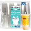 image:imageFreshware Clear Plastic Cups with Flat Lids and Straws 100 Cups  24 oz Disposable Tumblers for Iced Coffee Smoothie Milkshake Cold Drinks24 oz 100PK