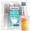 image:imageFreshware Clear Plastic Cups with Strawless Sip Lids 100 Cups  20 oz Disposable Cup for Iced Coffee Smoothie Milkshake Cold Drinks16 oz 100PK