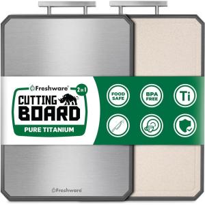 image:imageFreshware Titanium Cutting Board for Kitchen Double Sided and Non Slip Cutting Boards Pure TitaniumPP Chopping Board with Juice Grooves Dishwasher Safe Large 152 by 105197L x 135W