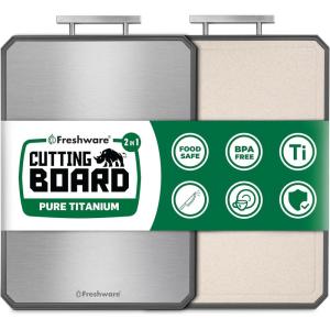 image:imageFreshware Titanium Cutting Board for Kitchen Double Sided and Non Slip Cutting Boards Pure TitaniumPP Chopping Board with Juice Grooves Dishwasher Safe Large 152 by 105162L x 11W