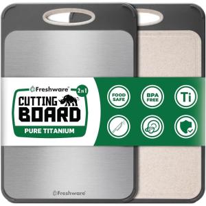 image:imageFreshware Titanium Cutting Board for Kitchen Double Sided and Non Slip Cutting Boards Pure TitaniumPP Chopping Board with Juice Grooves Dishwasher Safe Large 152 by 105158L x 106W