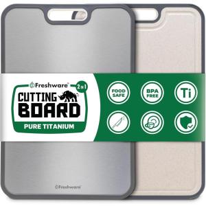 image:imageFreshware Titanium Cutting Board for Kitchen Double Sided and Non Slip Cutting Boards Pure TitaniumPP Chopping Board with Juice Grooves Dishwasher Safe Large 152 by 105152L x 105W
