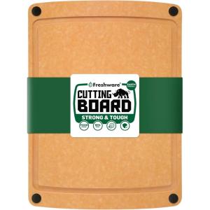 image:imageFreshware Wood Cutting Boards for Kitchen Dishwasher Safe Medium 12 x 9 and Large 15 x 1125 Set of 2 Black12 x 9 Groove Natural