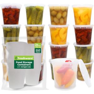 image:imageFreshware Deli Containers with Lids 32 oz 50 Set LeakProof BPA Free Plastic Take Out Bowls Food Storage Containers for Takeout Meal Prep Storage Freezer Microwave amp Dishwasher Safe24 oz  240 Sets