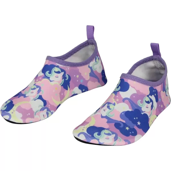 imageBomKinta Kids Water Shoes Boys Girls Barefoot Quick Dry NonSlip Aqua Socks for Beach Swimming PoolBlue Purple Unicorn