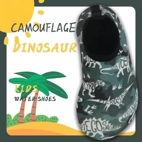 imageBomKinta Kids Water Shoes Boys Girls Barefoot Quick Dry NonSlip Aqua Socks for Beach Swimming PoolCamouflage Dinosaur