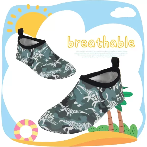 imageBomKinta Kids Water Shoes Boys Girls Barefoot Quick Dry NonSlip Aqua Socks for Beach Swimming PoolCamouflage Dinosaur
