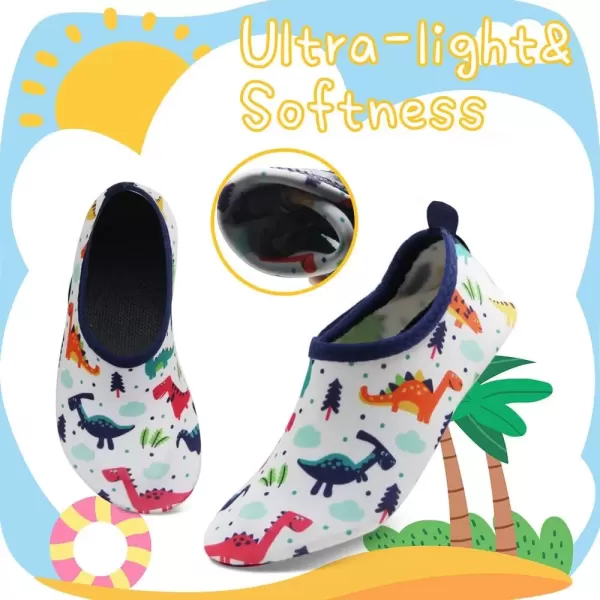 imageBomKinta Kids Water Shoes Boys Girls Barefoot Quick Dry NonSlip Aqua Socks for Beach Swimming PoolDinosaur