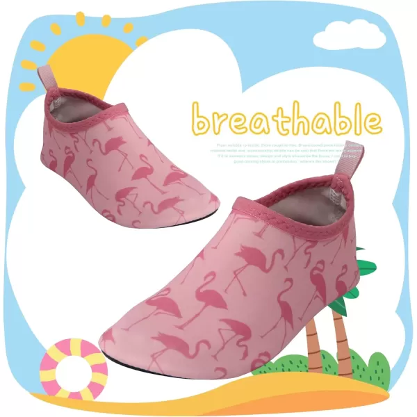 imageBomKinta Kids Water Shoes Boys Girls Barefoot Quick Dry NonSlip Aqua Socks for Beach Swimming PoolFlamingo