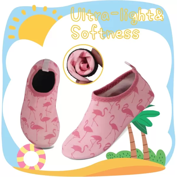 imageBomKinta Kids Water Shoes Boys Girls Barefoot Quick Dry NonSlip Aqua Socks for Beach Swimming PoolFlamingo