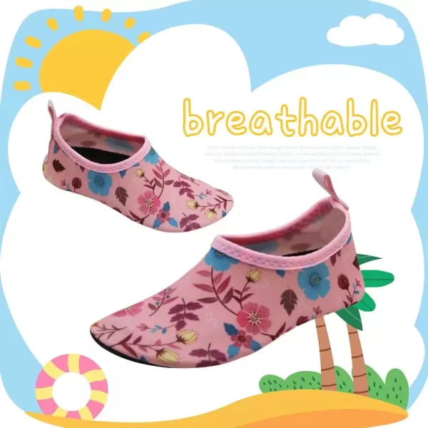 imageBomKinta Kids Water Shoes Boys Girls Barefoot Quick Dry NonSlip Aqua Socks for Beach Swimming PoolFlower