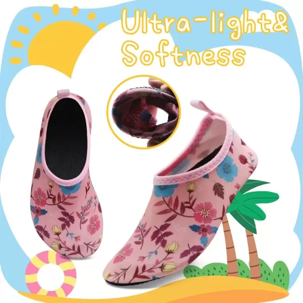 imageBomKinta Kids Water Shoes Boys Girls Barefoot Quick Dry NonSlip Aqua Socks for Beach Swimming PoolFlower