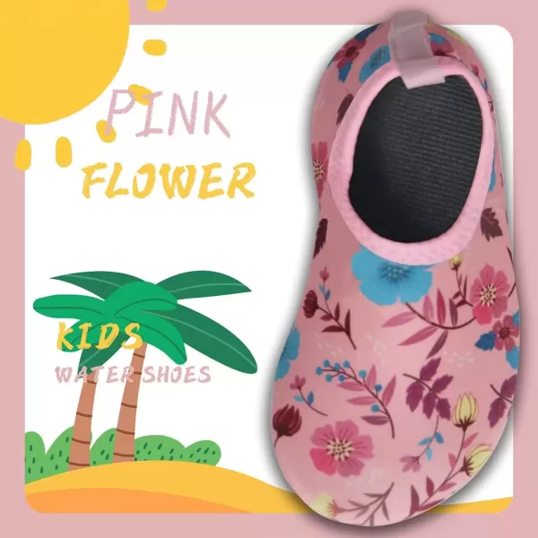 imageBomKinta Kids Water Shoes Boys Girls Barefoot Quick Dry NonSlip Aqua Socks for Beach Swimming PoolFlower
