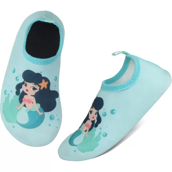 imageBomKinta Kids Water Shoes Boys Girls Barefoot Quick Dry NonSlip Aqua Socks for Beach Swimming PoolLight Green Mermaid