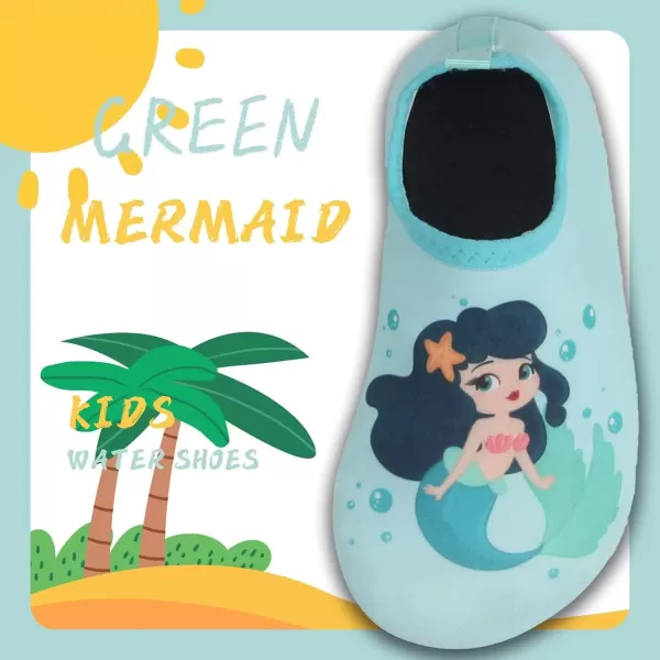imageBomKinta Kids Water Shoes Boys Girls Barefoot Quick Dry NonSlip Aqua Socks for Beach Swimming PoolLight Green Mermaid