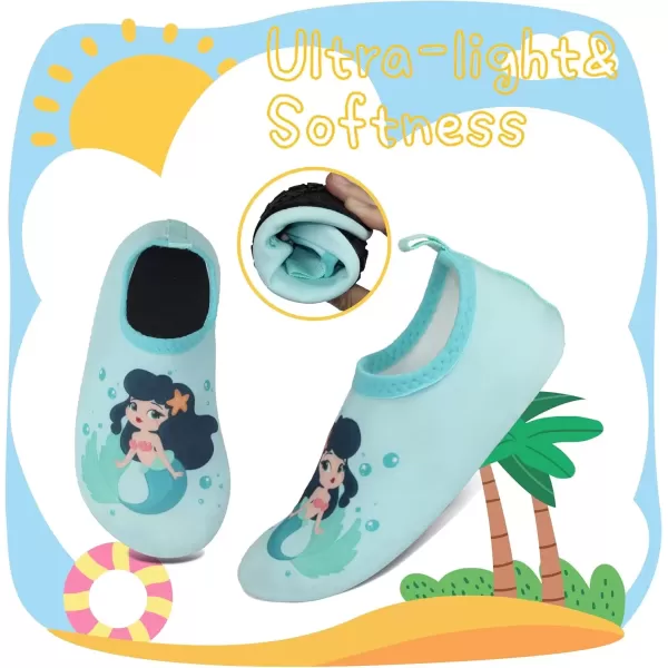 imageBomKinta Kids Water Shoes Boys Girls Barefoot Quick Dry NonSlip Aqua Socks for Beach Swimming PoolLight Green Mermaid