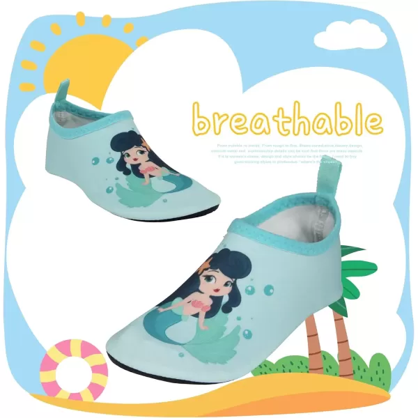 imageBomKinta Kids Water Shoes Boys Girls Barefoot Quick Dry NonSlip Aqua Socks for Beach Swimming PoolLight Green Mermaid